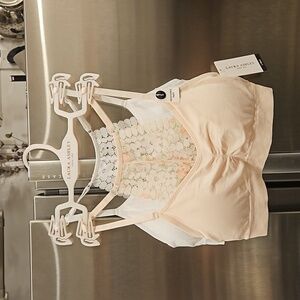 💕LAURA ASHLEY💕 Lace Back Bralettes (2 Pack) ~ Pink & White Small NWT